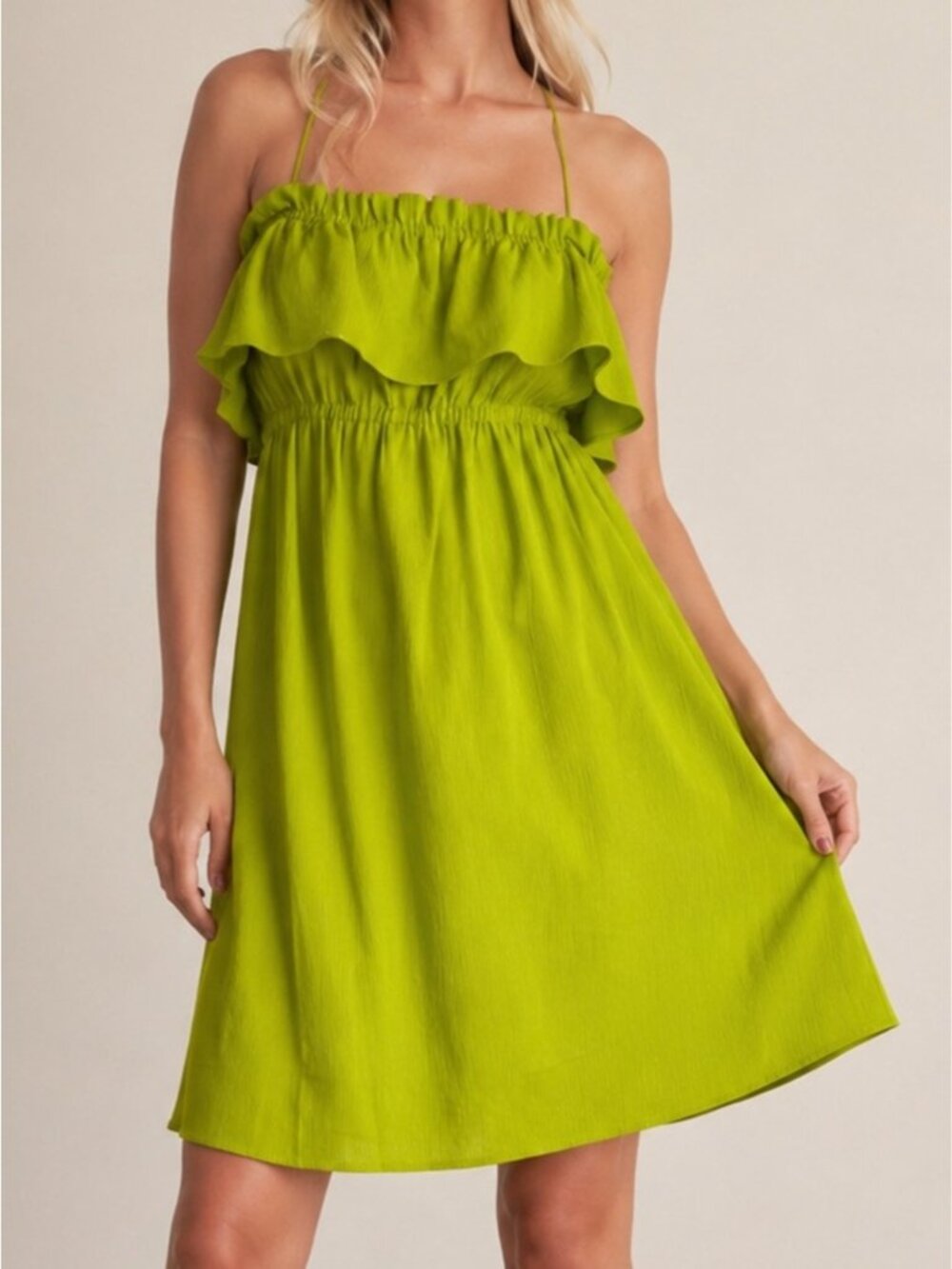 Banana Republic Cotton Ruffle Mini Dress Green Size XS